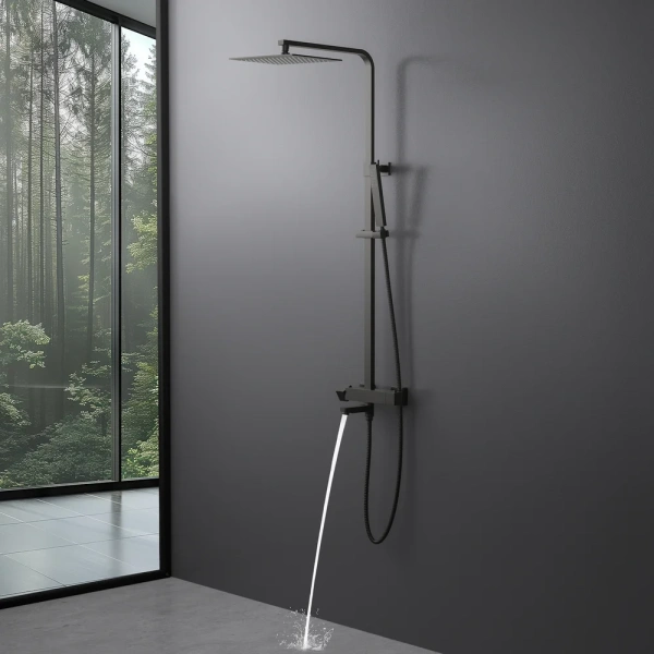 Душевая стойка Timo Tetra-Thermo SX-0169/18, с термостатом, черное золото фото в интернет-магазине «Wasser-Haus.ru»