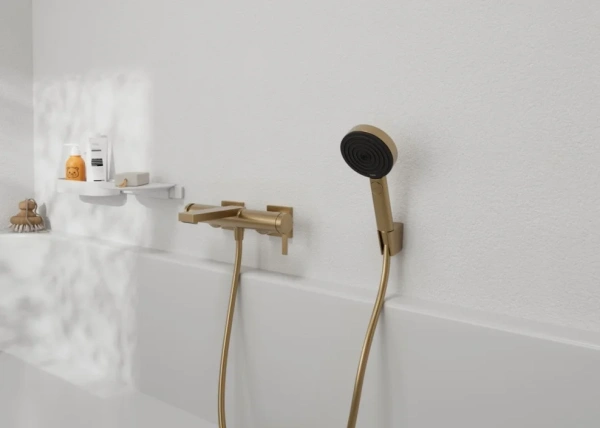 Смеситель для ванны с душем Hansgrohe Tecturis E 73420140, шлифованная бронза фото в интернет-магазине «Wasser-Haus.ru»