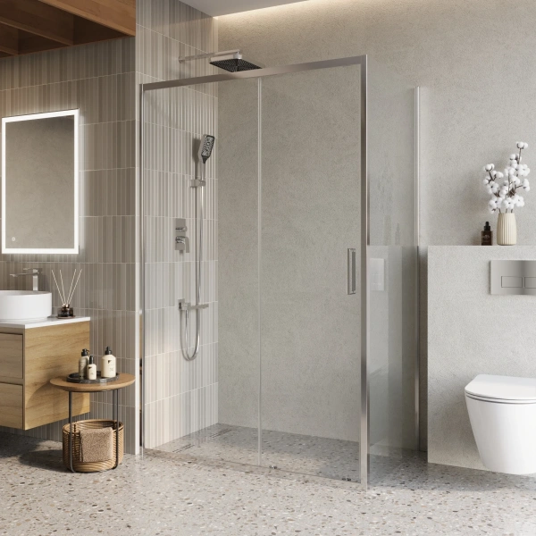 Душевой уголок BelBagno Luce AH-1-130/80-C-Cr стекло прозрачное фото в интернет-магазине «Wasser-Haus.ru»
