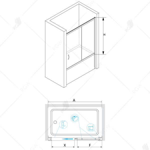Шторка на ванну RGW SC-62 150x150 стекло прозрачное фото в интернет-магазине «Wasser-Haus.ru»