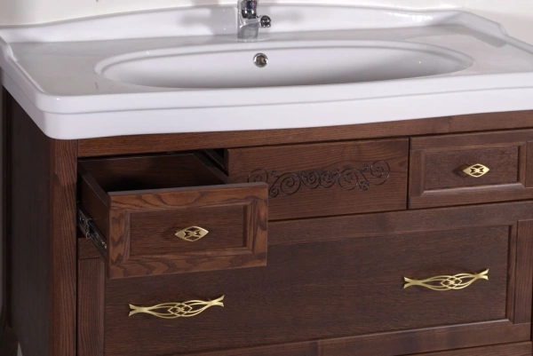 Мебель для ванной ASB-Woodline Модерн 85 антикварный орех фото в интернет-магазине «Wasser-Haus.ru»
