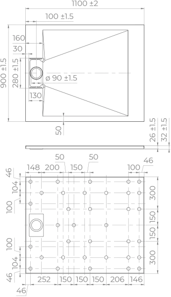 Поддон для душа RGW TUS W 110x90 фото в интернет-магазине «Wasser-Haus.ru»