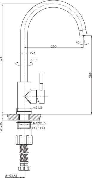 Смеситель для кухни Raiber Graceful RPB-012 черный фото в интернет-магазине «Wasser-Haus.ru»