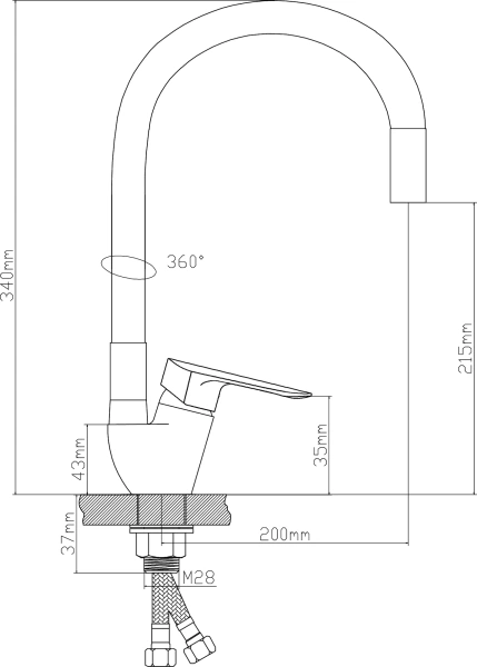 Смеситель для кухни BOOU B8274 -10F-E307A чёрный, хром фото в интернет-магазине «Wasser-Haus.ru»