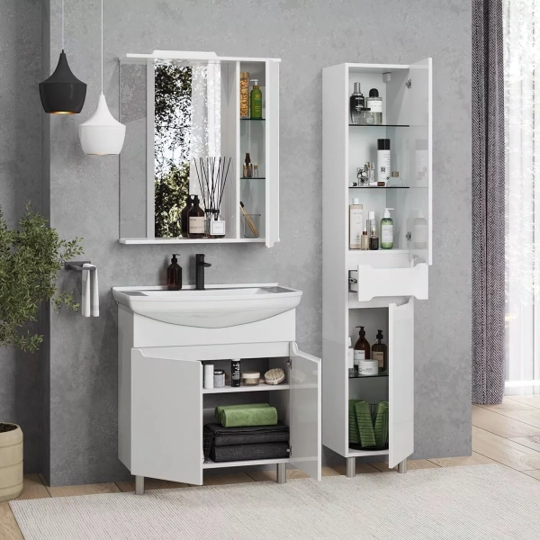 Зеркало SanStar Bianca 70 белое фото в интернет-магазине «Wasser-Haus.ru»