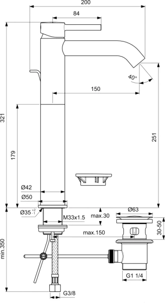 Смеситель для раковины Ideal Standard Ceraline BC194XG черный фото в интернет-магазине «Wasser-Haus.ru»