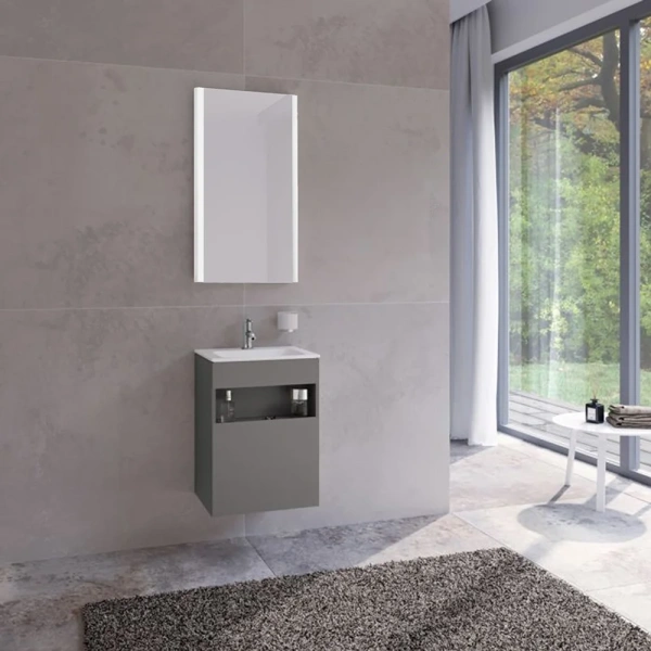 Тумба с раковиной Keuco Stageline 32822 46 см, R, инокс матовый фото в интернет-магазине «Wasser-Haus.ru»