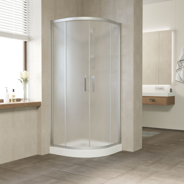 Душевой уголок Vegas Glass ZS 80 07 10 профиль матовый хром, стекло сатин фото в интернет-магазине «Wasser-Haus.ru»