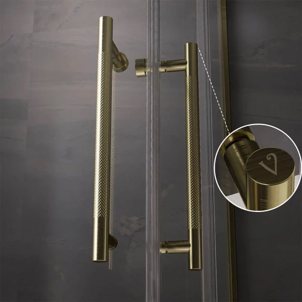 Душевой уголок Veconi Premium Trento PTC-20G 110x90, профиль брашированное золото, стекло прозрачное фото в интернет-магазине «Wasser-Haus.ru»