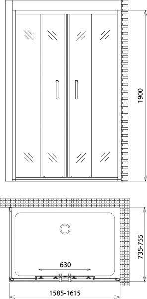 Душевой уголок Gemy Victoria S30192B-A75 160x75 см фото в интернет-магазине «Wasser-Haus.ru»
