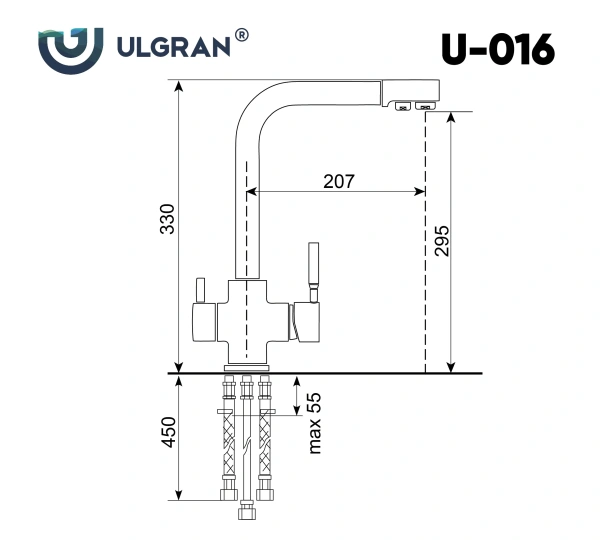 Смеситель для кухни Ulgran U-016-344 ультра-черный фото в интернет-магазине «Wasser-Haus.ru»