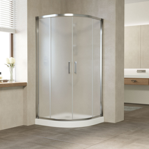 Душевой уголок Vegas Glass ZS 120 08 10 профиль глянцевый хром, стекло сатин фото в интернет-магазине «Wasser-Haus.ru»