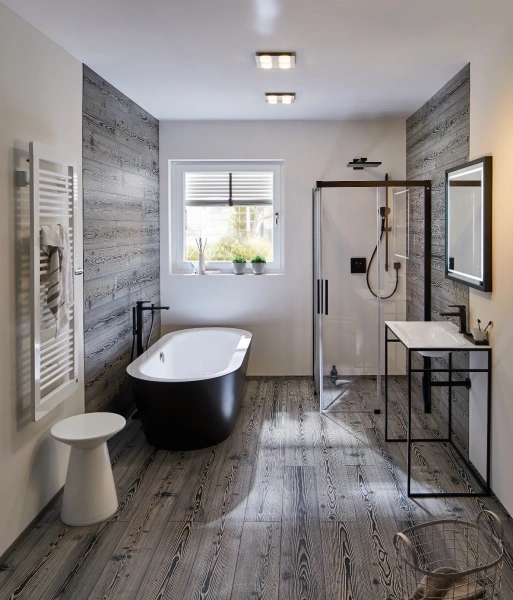 Термостатический смеситель встраиваемый Hansgrohe Ecostat Square 15714670 для душа, матовый черный фото в интернет-магазине «Wasser-Haus.ru»
