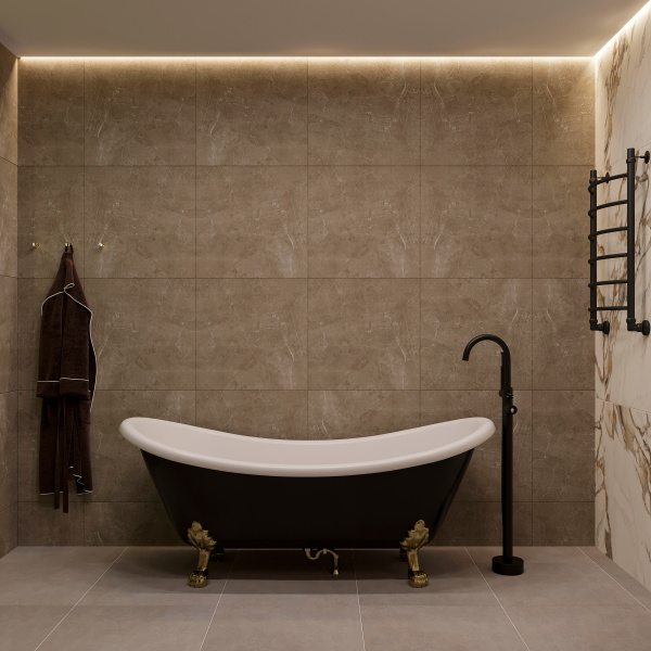 Акриловая ванна Artemis Cloe 180x75 черная, ножки золото фото в интернет-магазине «Wasser-Haus.ru»