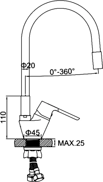 Смеситель для кухни Ledeme H53 L4153-9 с гибким изливом, хром, серый фото в интернет-магазине «Wasser-Haus.ru»