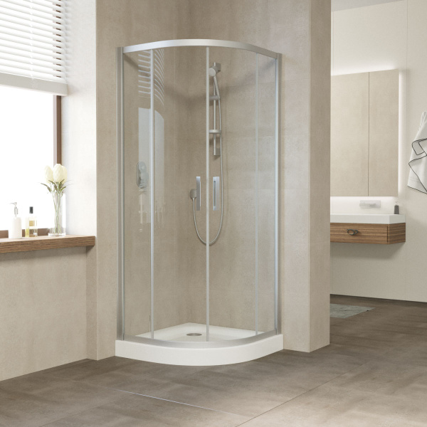 Душевой уголок Vegas Glass ZS 80 07 01 профиль матовый хром, стекло прозрачное фото в интернет-магазине «Wasser-Haus.ru»
