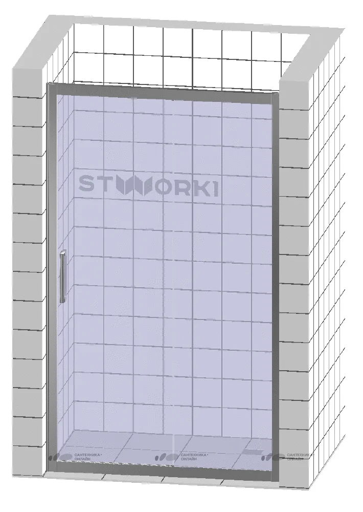 Душевая дверь в нишу STWORKI Стокгольм 100 см профиль хром матовый, стекло матовое, раздвижная фото в интернет-магазине «Wasser-Haus.ru»