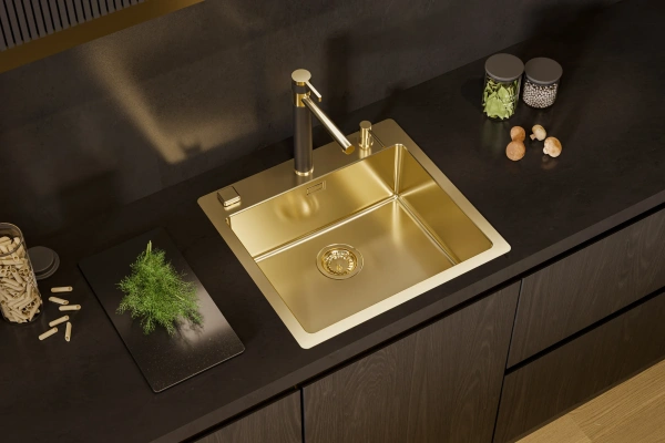 Смеситель для кухни Alveus Zina 1136509 золото фото в интернет-магазине «Wasser-Haus.ru»