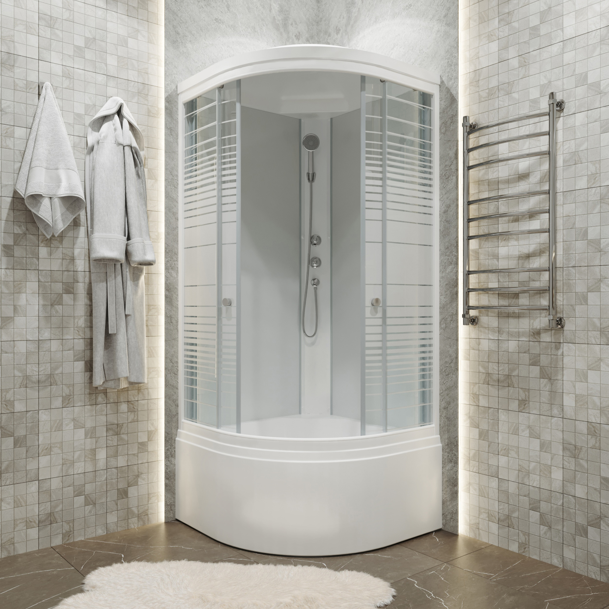 Душевая кабина Triton Стандарт 90х90 Б ДН4 полосы фото в интернет-магазине «Wasser-Haus.ru»