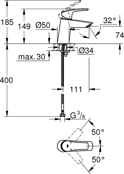 Смеситель для раковины Grohe Eurosmart 23967003 фото в интернет-магазине «Wasser-Haus.ru»