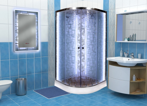 Душевая кабина DTO Em EM1590 N LED гм 90 x 90 см, без крыши, с Led подсветкой, с гидромассажем фото в интернет-магазине «Wasser-Haus.ru»
