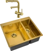Комплект Мойка кухонная Zorg Inox PVD SZR-59-2-51-L BRONZE L, бронза + Смеситель Sanitary SZR-3216 Bronze бронза фото в интернет-магазине «Wasser-Haus.ru»