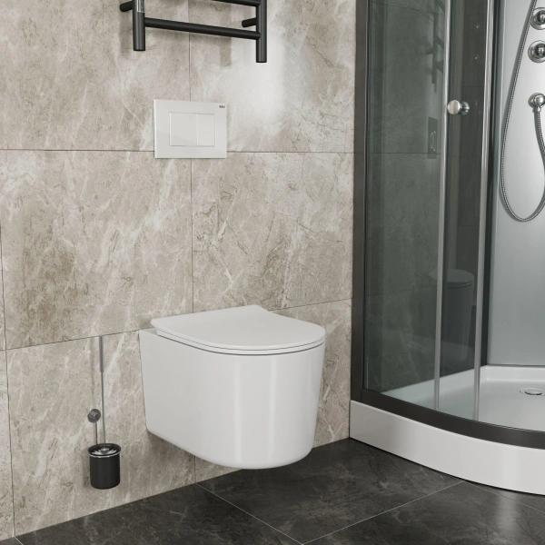 Унитаз подвесной Bauedge Bau Hotel PRO безободковый, с микролифтом, белый фото в интернет-магазине «Wasser-Haus.ru»