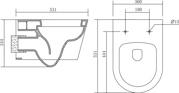 Унитаз подвесной Акватек Оберон AQ1363W-00 безободковый фото в интернет-магазине «Wasser-Haus.ru»