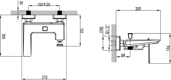 Смеситель для ванны с душем Bien Lucca BB01012102 + крючок фото в интернет-магазине «Wasser-Haus.ru»
