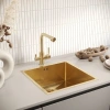 Мойка кухонная Domaci Равенна PVD DMB-112 золотая, 45х45 см, нержавеющая сталь, квадратная, встраиваемая фото в интернет-магазине «Wasser-Haus.ru»