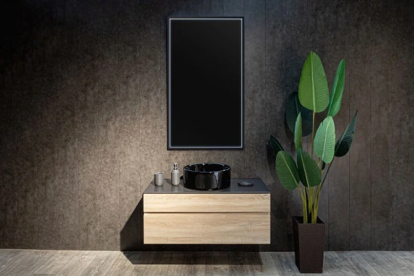 Зеркало Art&Max Aversa 70х120 черное, с LED-подсветкой, 6000К фото в интернет-магазине «Wasser-Haus.ru»