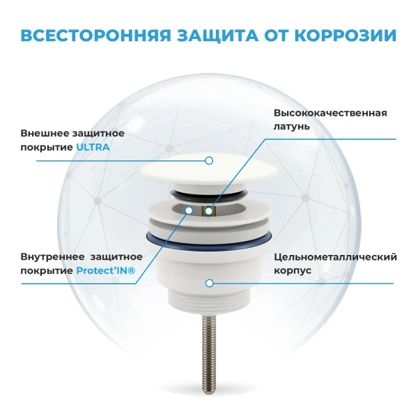 Комплект для раковины Wellsee ICON! for life 201000235 с донным клапаном и набором аксессуаров для ванный, белый матовый фото в интернет-магазине «Wasser-Haus.ru»