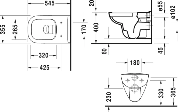 Комплект Унитаз подвесной Duravit D-code 45700900A1 безободковый + Инсталляция TECE Now 9400412 4 в 1 с кнопкой смыва фото в интернет-магазине «Wasser-Haus.ru»