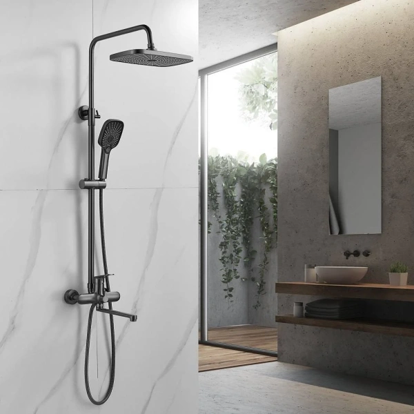 Душевая стойка Raffine F3685T, оружейная сталь фото в интернет-магазине «Wasser-Haus.ru»