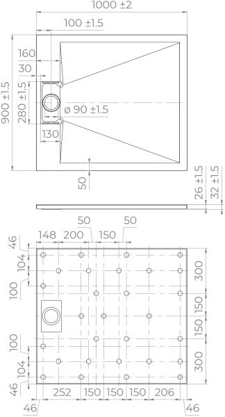 Поддон для душа RGW TUS W 100x90 фото в интернет-магазине «Wasser-Haus.ru»