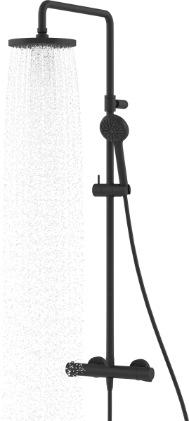 Душевая стойка Kludi Logo Dual Shower System 6808239-00 с термостатом, черная матовая фото в интернет-магазине «Wasser-Haus.ru»