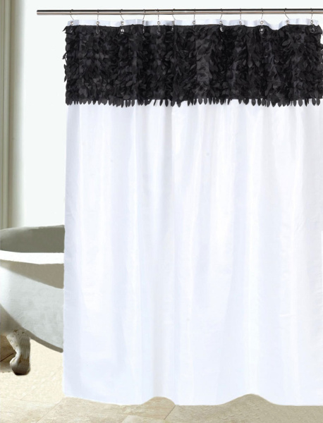Штора для ванной Carnation Home Fashions Jasmine FSCL-JAS/75 черная,белая фото в интернет-магазине «Wasser-Haus.ru»
