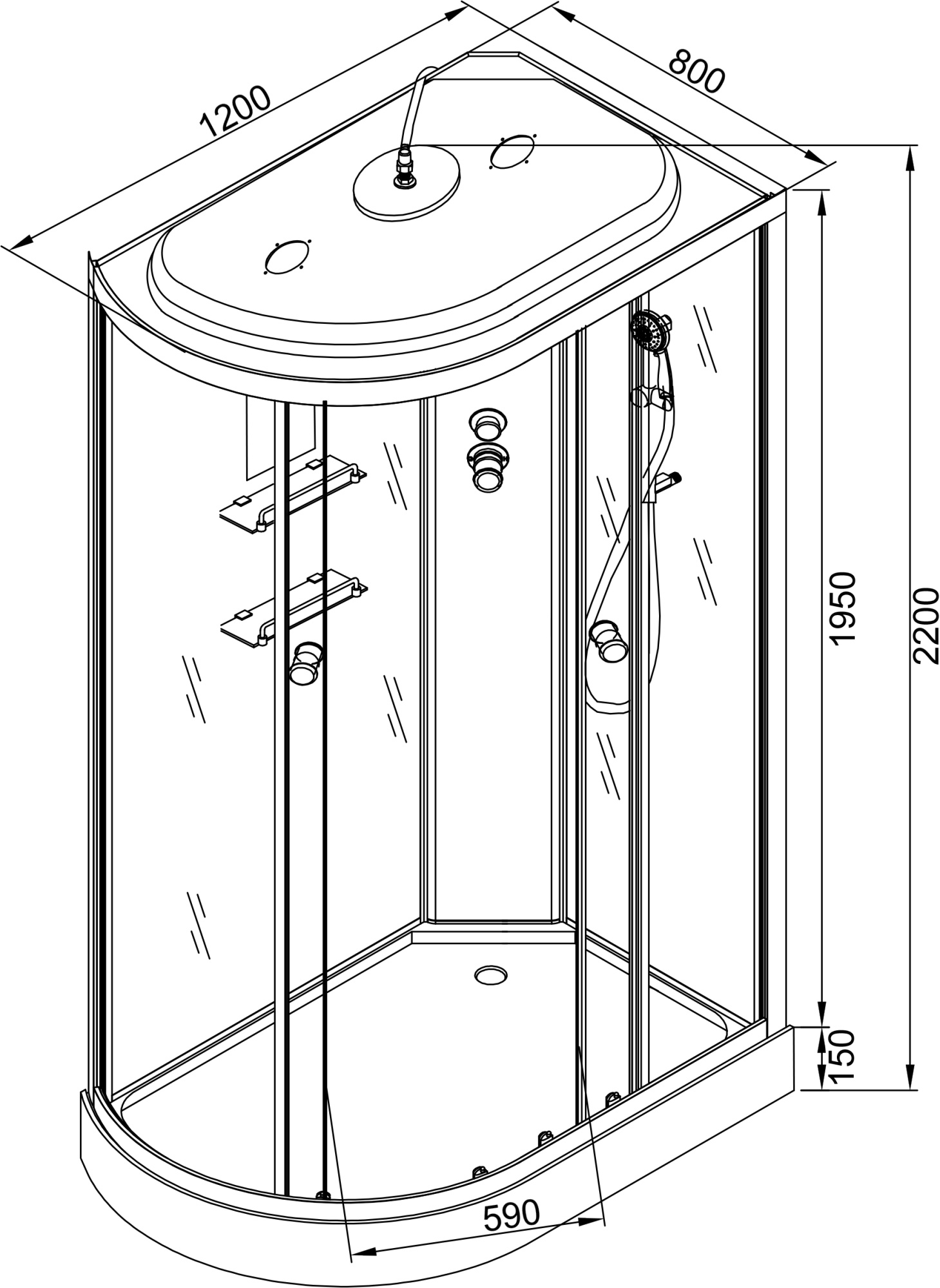 Душевая кабина DTO EM1512REL фото в интернет-магазине «Wasser-Haus.ru»