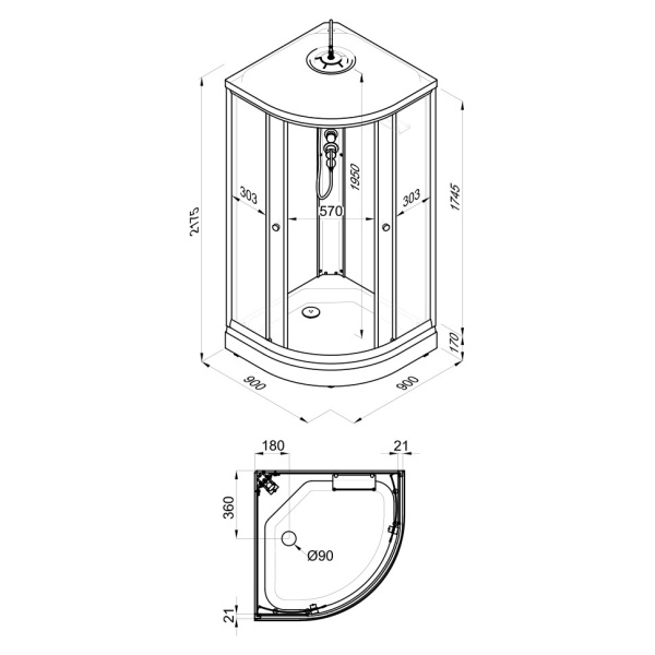 Душевая кабина Triton Мозаика 90*90 А (ДН4) фото в интернет-магазине «Wasser-Haus.ru»