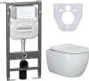 Комплект Унитаз подвесной Ceramica Nova Play CN3001 безободковый, с микролифтом + Система инсталляции для унитазов Envision CN1001W с кнопкой смыва и шумоизоляционной панелью фото в интернет-магазине «Wasser-Haus.ru»