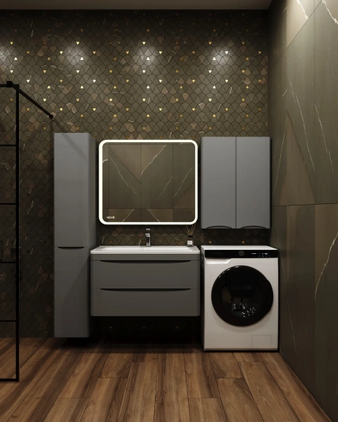 Шкаф Style Line Бергамо Мини Люкс Plus 60 антискрейч серый фото в интернет-магазине «Wasser-Haus.ru»