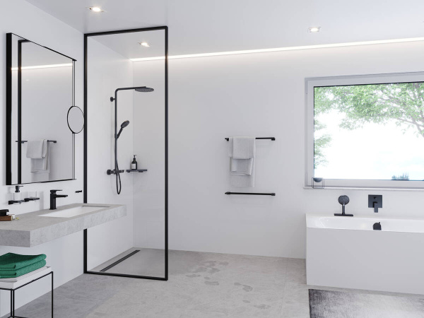 Крючок Hansgrohe AddStoris 41755670 двойной, матовый черный фото в интернет-магазине «Wasser-Haus.ru»
