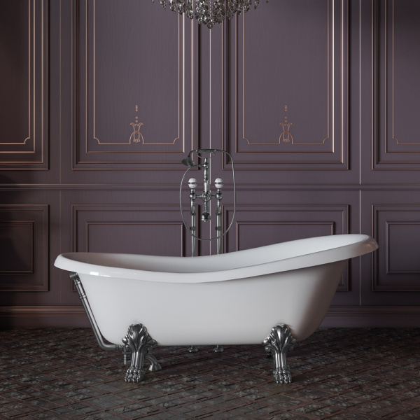 Ванна из искусственного камня Migliore Milady 26241 185x82 белая, хром фото в интернет-магазине «Wasser-Haus.ru»