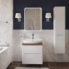 Мебель для ванной STWORKI Берген 80 белая с темной столешницей, раковина DIWO Самара 0116 фото в интернет-магазине «Wasser-Haus.ru»