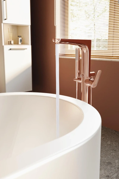 Напольный смеситель для ванны с душем VitrA Root Round A4274126EXP С ВНУТРЕННЕЙ ЧАСТЬЮ, медь фото в интернет-магазине «Wasser-Haus.ru»