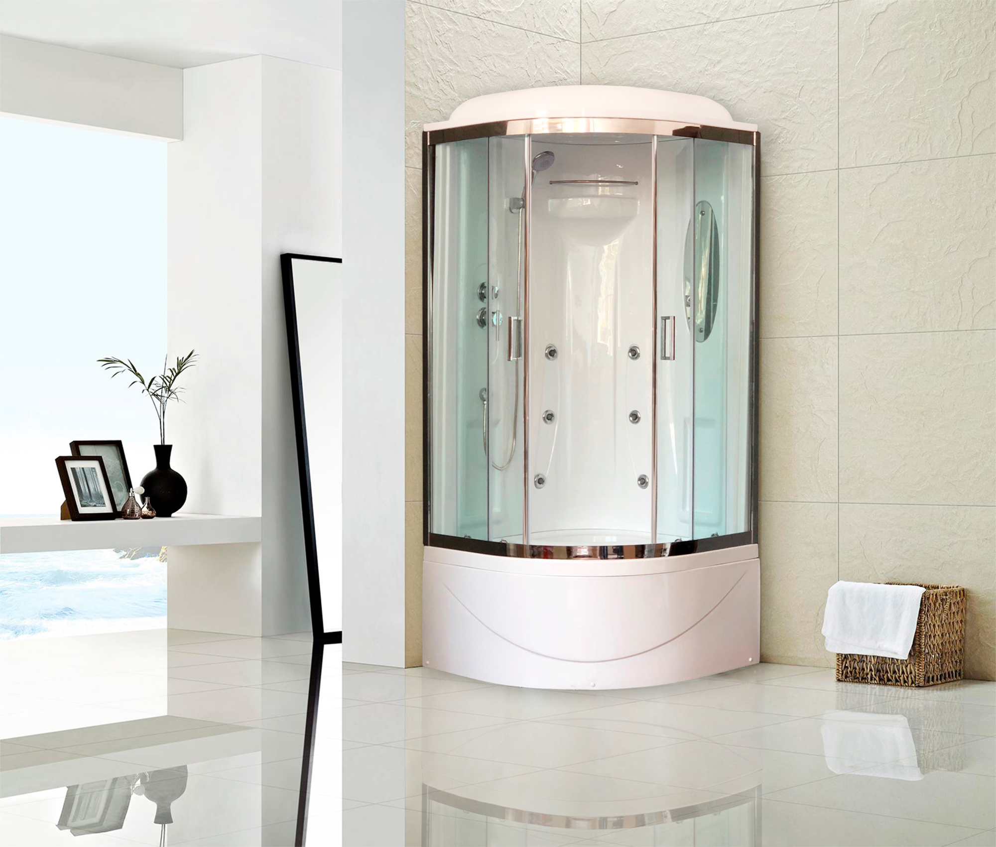 Душевая кабина Royal Bath  RB 90BK2-T-CH (прозрачное) фото в интернет-магазине «Wasser-Haus.ru»
