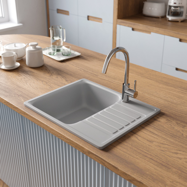 Мойка кухонная Domaci Савона QB 600 платина фото в интернет-магазине «Wasser-Haus.ru»
