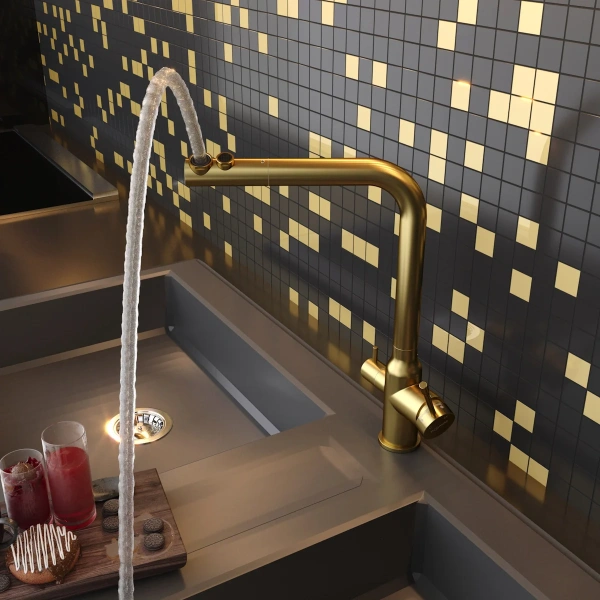 Смеситель для кухни Elghansa Stainless steel 56A5026-MattGold matt gold фото в интернет-магазине «Wasser-Haus.ru»