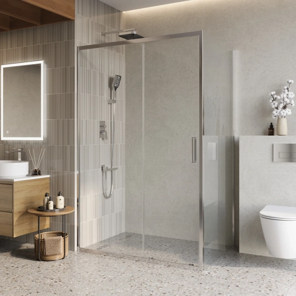 Душевой уголок BelBagno Luce AH-1-130/90-C-Cr стекло прозрачное фото в интернет-магазине «Wasser-Haus.ru»