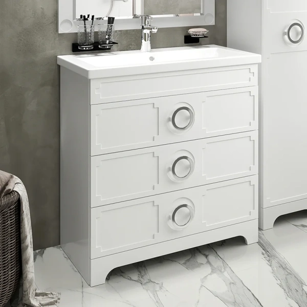 Мебель для ванной Misty Лейла 80 белая фото в интернет-магазине «Wasser-Haus.ru»